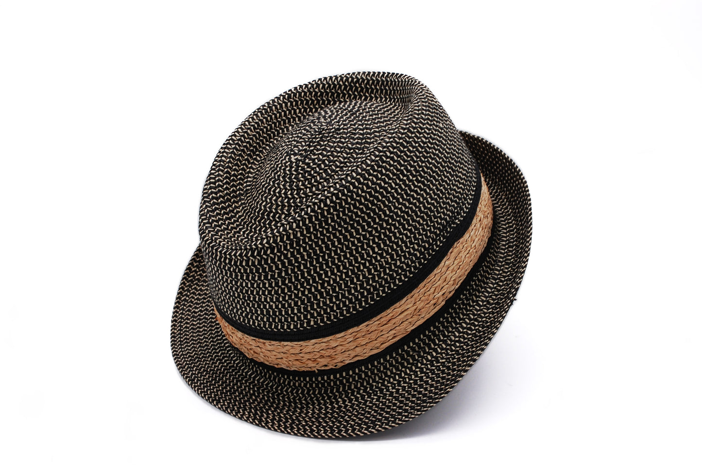 Fedora Trilby in fibra naturale rifinito raffia