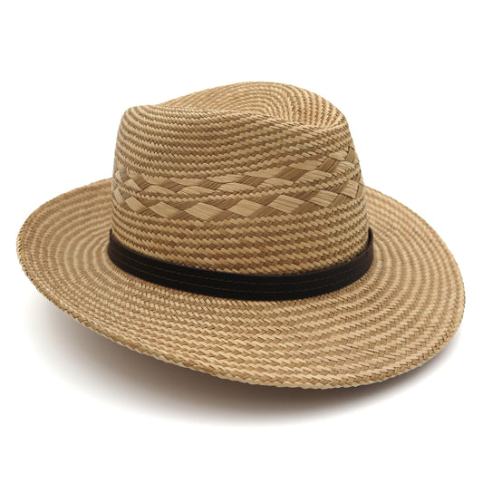 Panama Fedora bicolore con laccetto in pelle